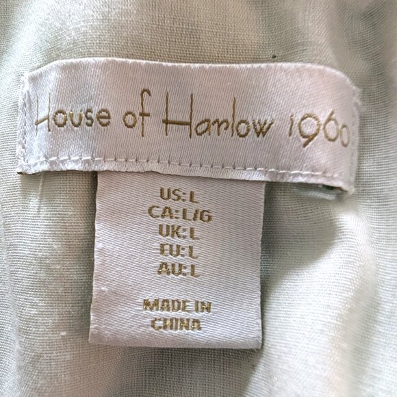 House Of Harlow Womens Size L Green Printed V-Neck Tie Straps Ruffles Maxi Dress - Picture 9 of 10